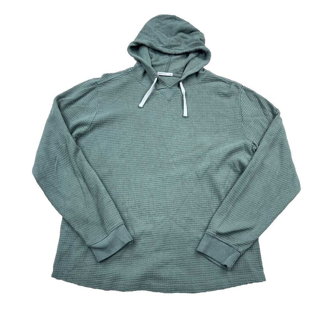 Marine Layer Hoodie Women Medium Green Pullover Waffle‎ Knit Supima Cotton Modal